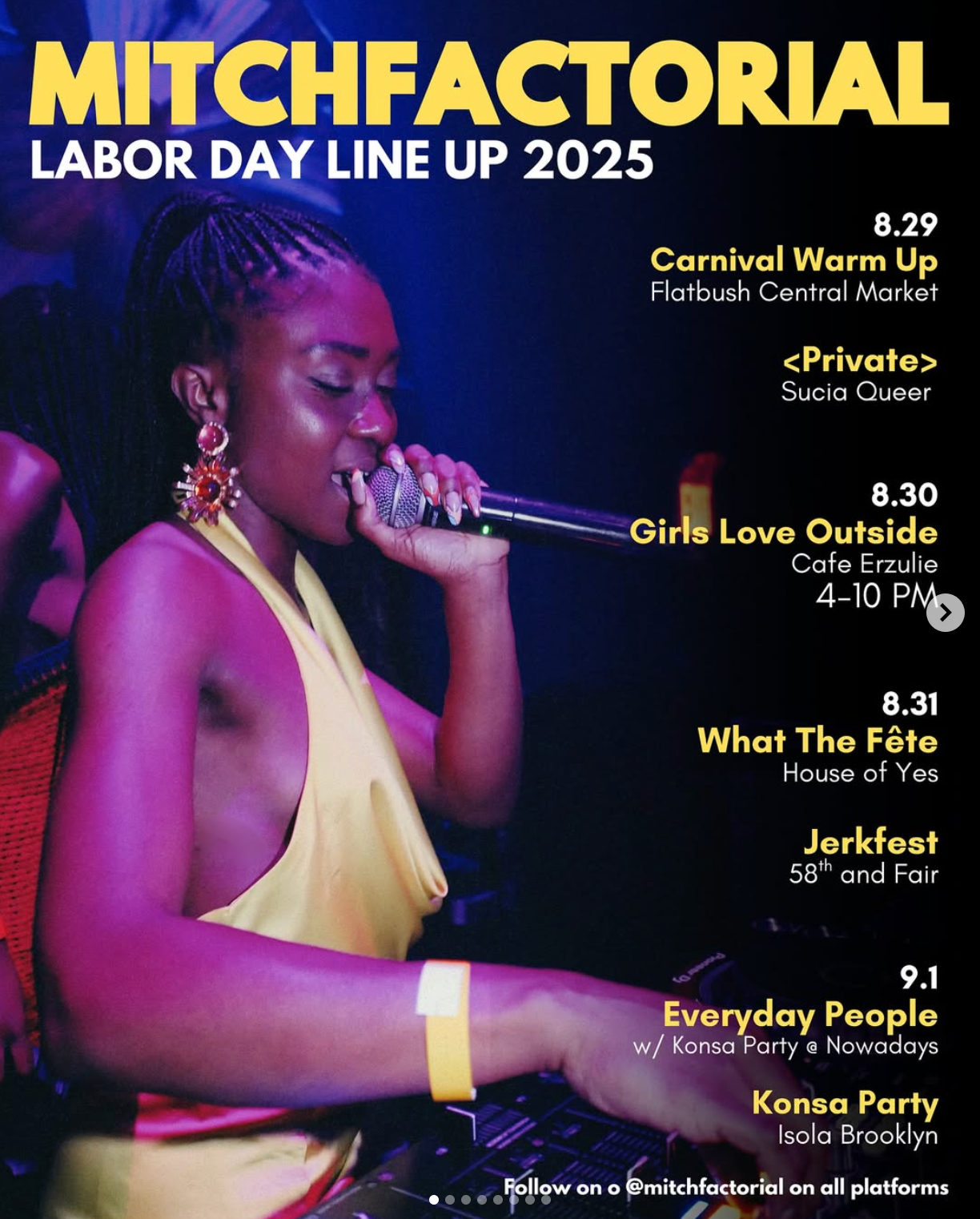 MitchFactorial Labor Day Line Up 2025 flyer